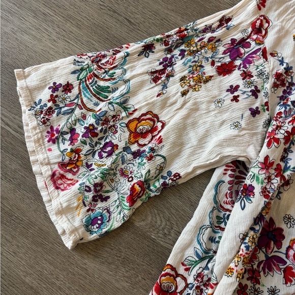 Bila Multicolor Floral Flowy Boho Open Cardigan Blouse - Picture 6 of 9